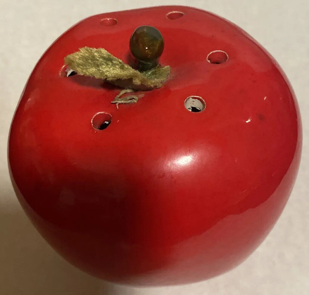 Rare Ceramic Potpourri Scent Aromatic Shaker Decorative Vanity Bath Red Apple