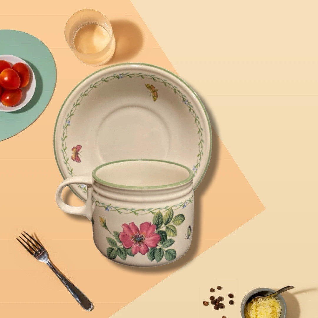 Mikasa Garden Bloom Y2372 – 4 Cups & 4 Saucers Set Butterfly Floral Vines