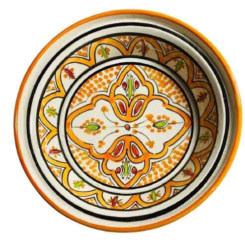 Moroccan Tajine Dome Lid Terracotta Orange Tagine Hand-Crafted & Painted 7 7/8”D