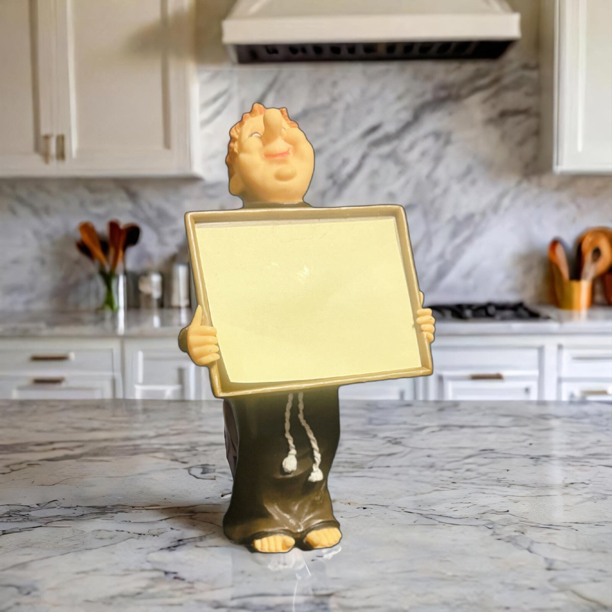 Resin Monk Sticky Note Memo Statue Holder Office Desk Kitchen Home Table Accent