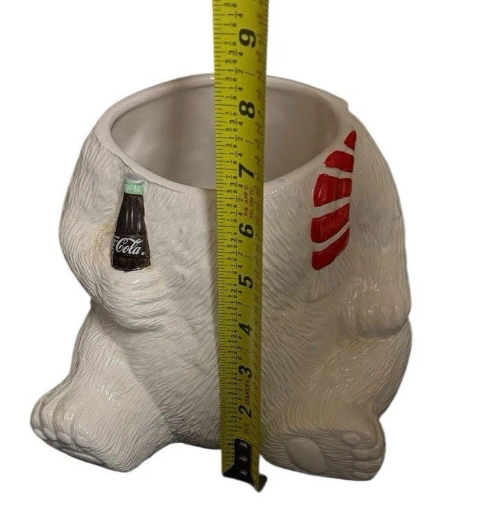 Vintage 1994 Coca-Cola Polar Bear Cookie Jar w/ Scarf & Coke Bottle