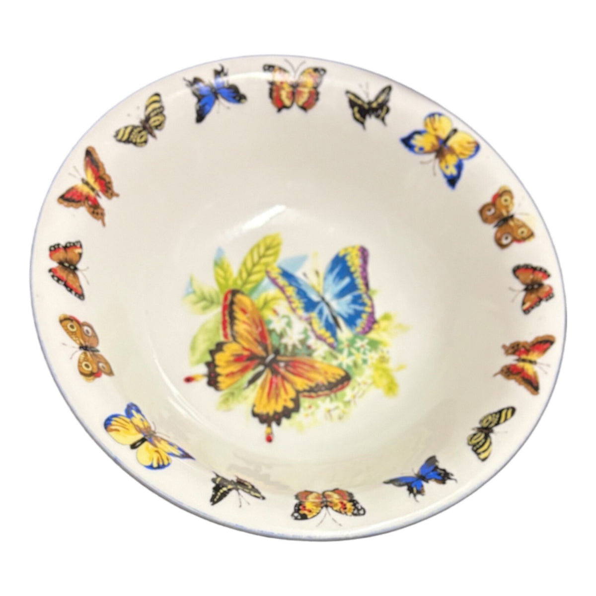 Tabletops Unlimited Soup Bowl BUTTERFLIES Oven Safe White Ceramic Pasta Dish