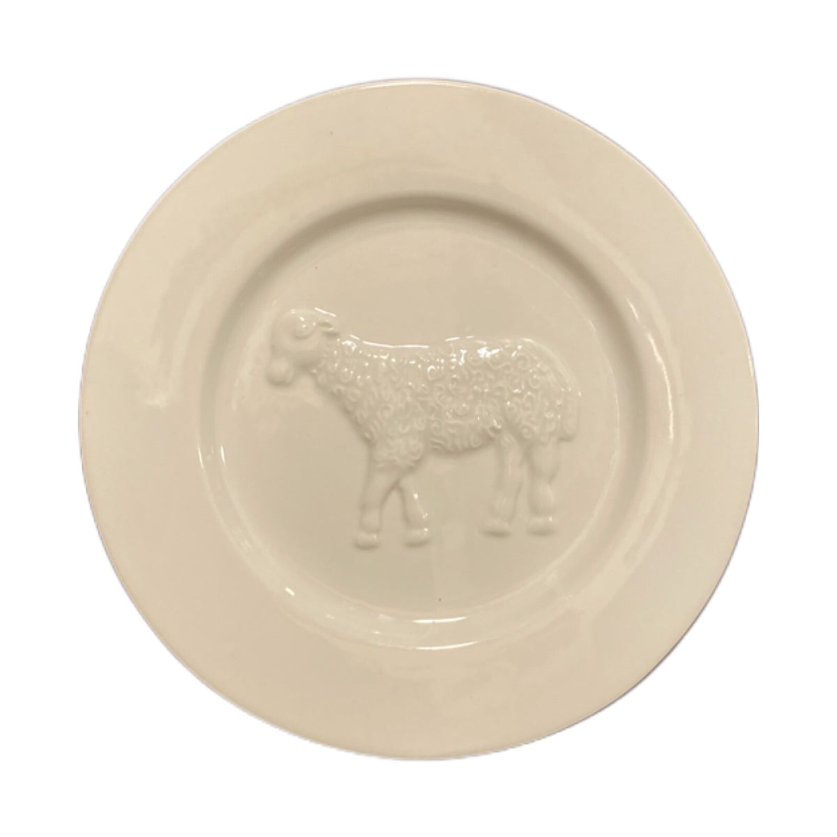 BonJour Salad Plates Farm Animal 1-Cow 1-Sheep Embossed La Fromagerie Cheese 7"D