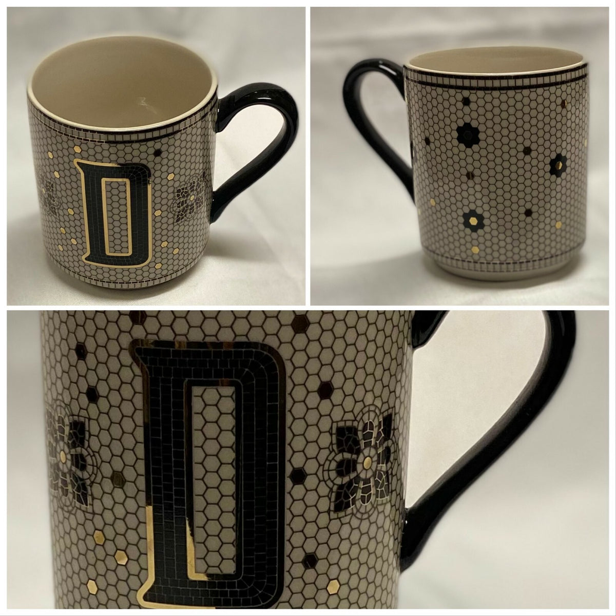 Anthropologie Home Bold Tiled Mug Monogram Bistro Margot Personalized Initial 