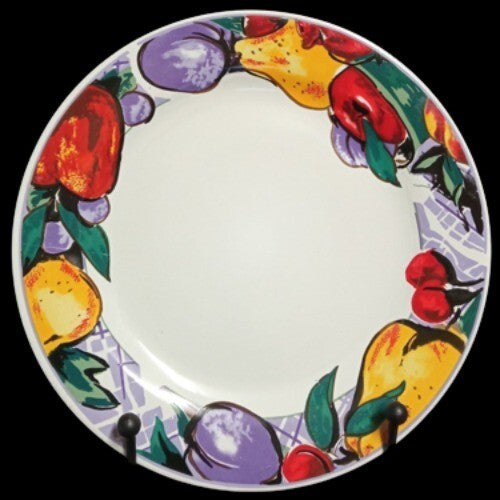 Gibson Designs CORNUCOPIA FRUIT Chop Plate 12” D Apple Pear Cherry Plum Border