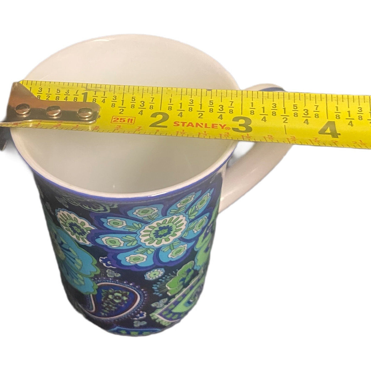 Vera Bradley BLUE RHAPSODY Mug (N0 Lid)  8 oz Coffee Tea Cup White Blue Floral