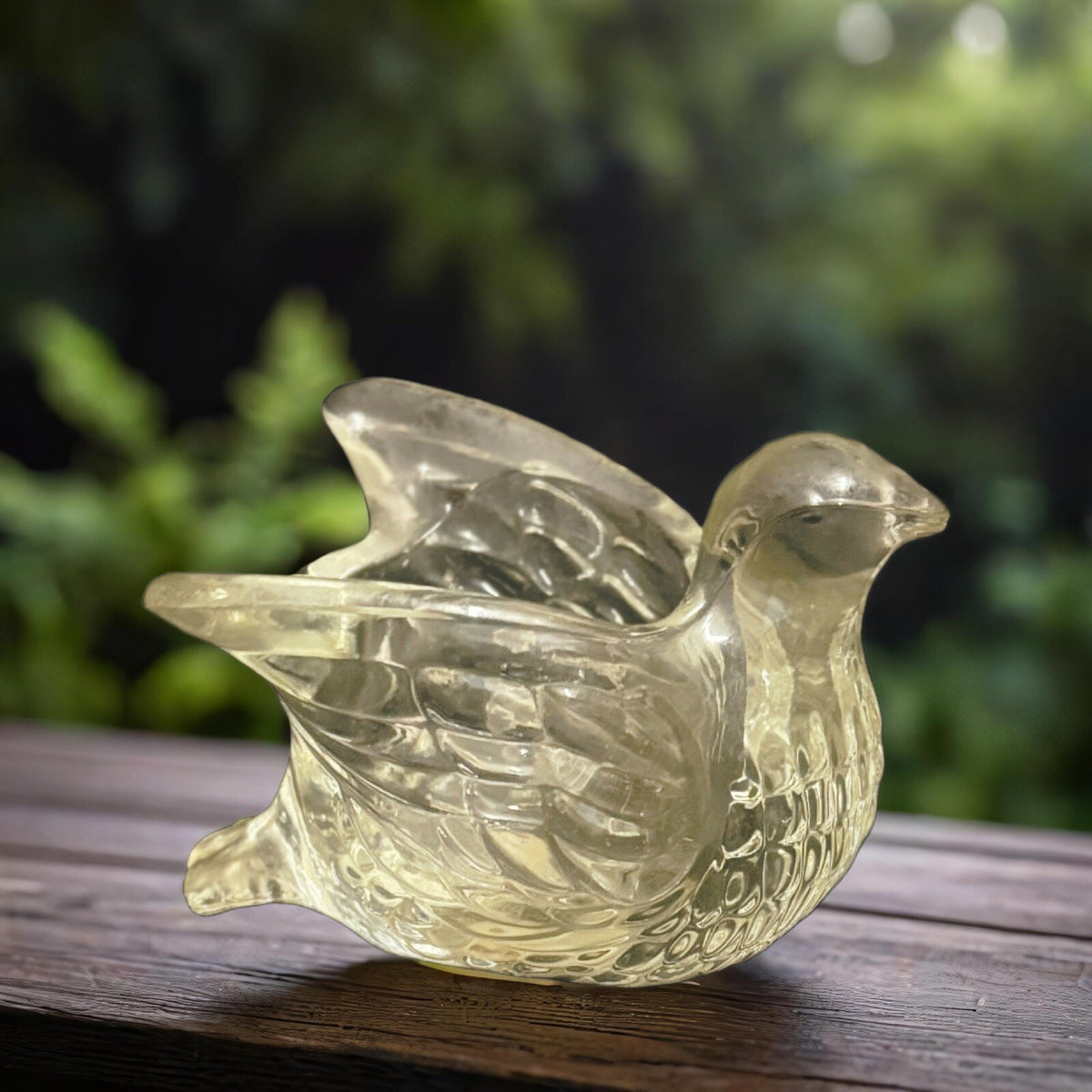 Avon Clear Glass Swan Votive Tea Light Used Vintage