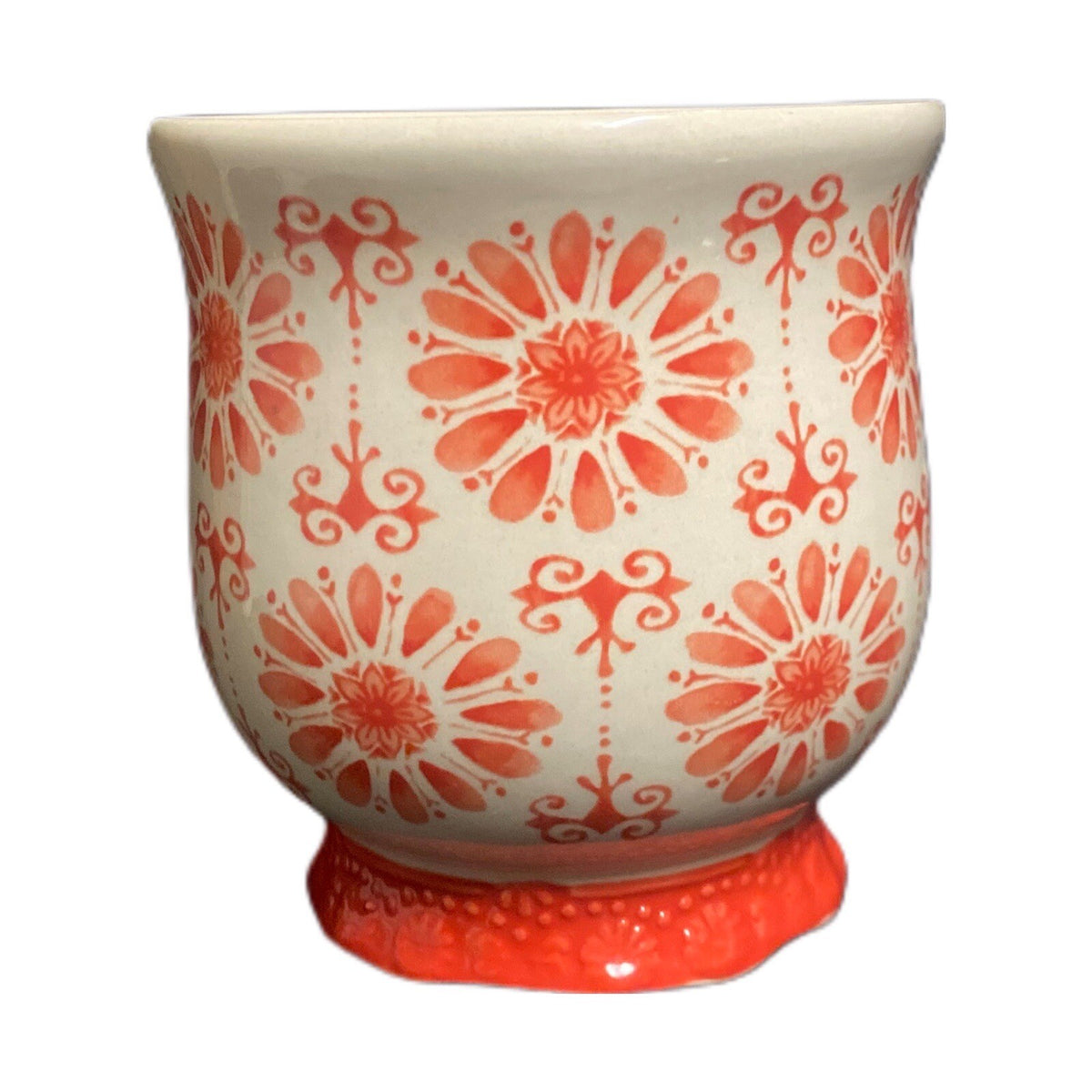 Pioneer Woman FLORAL BURST 1-Footed Cup Stoneware Coffee Mug Orange Flower 19 oz