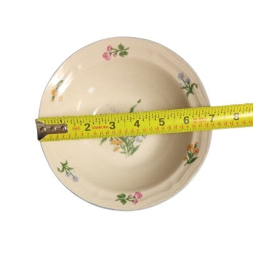 Gibson Designs LAFAYETTE 4-Soup/Cereal Bowls 7" Tulip Floral Embossed Blue Trim