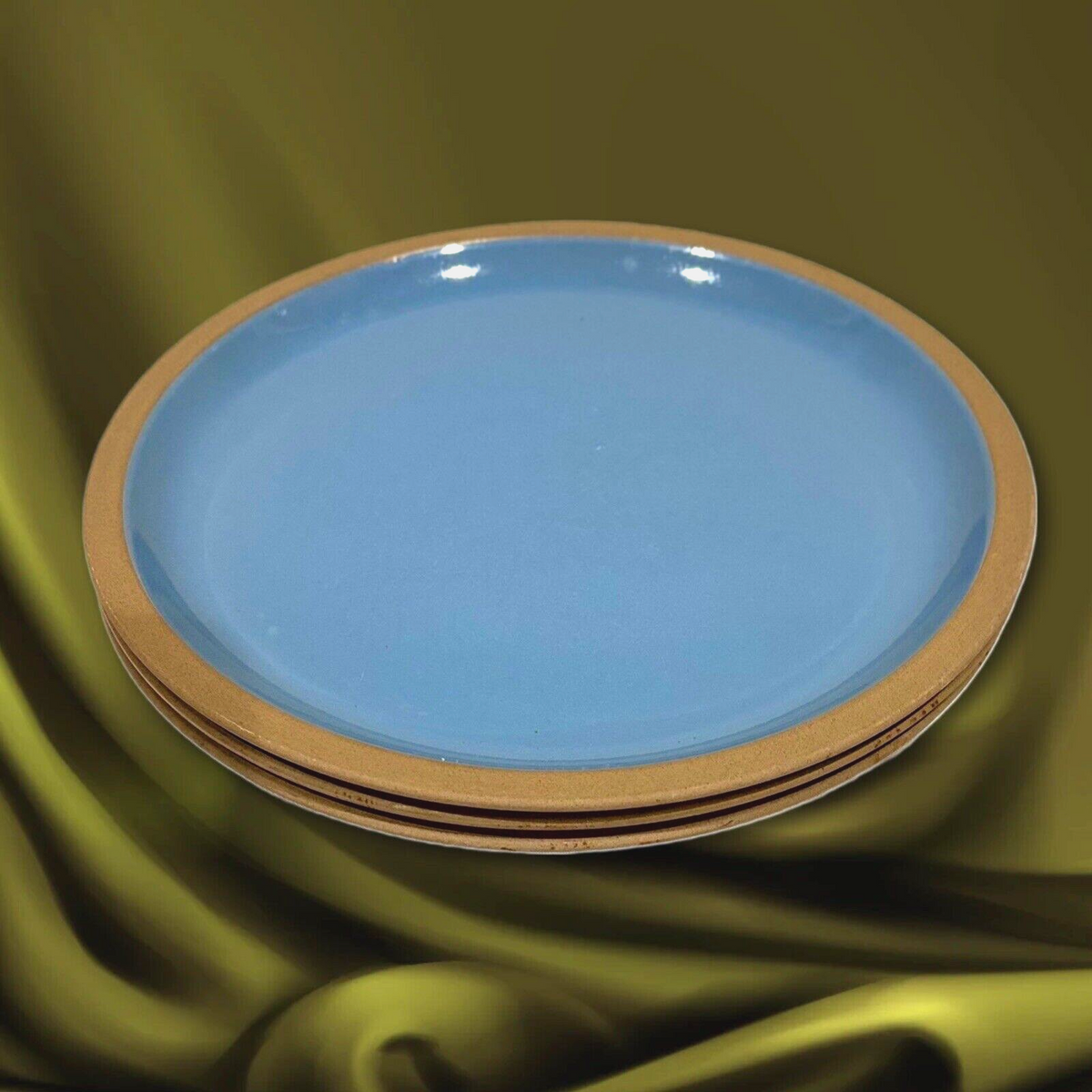 Vintage MIDWINTER BLUESTONE 3-Dinner Plates Japan Oven To Table Stoneware Dish