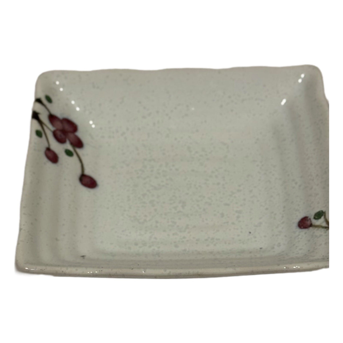 Vintage KoTo 6-Appetizer Plates Red Flower Blossom Ceramic Japanese Dessert Dish