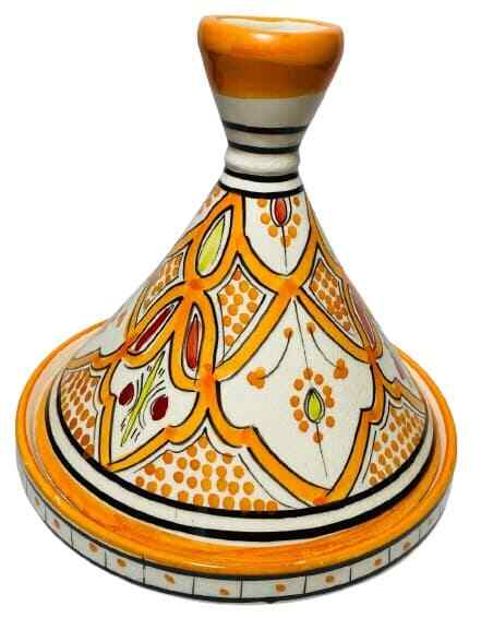Moroccan Tajine Dome Lid Terracotta Orange Tagine Hand-Crafted & Painted 7 7/8”D