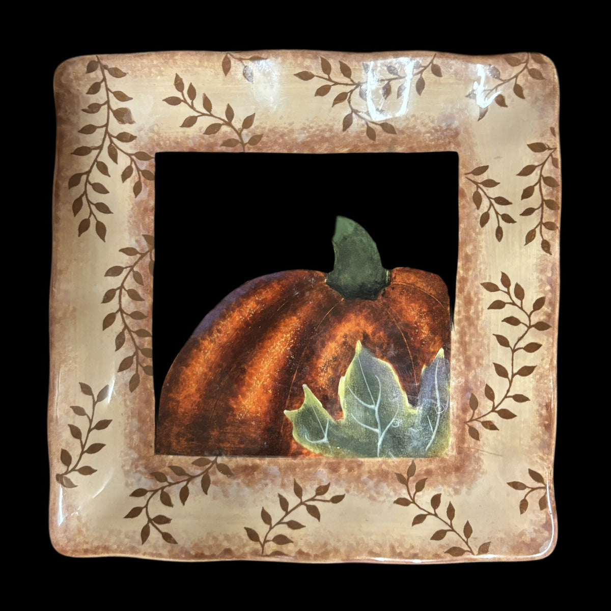 JUDY WESTEGAAR 2-Salad Plates Certified International Pumpkin Squash Square Dish