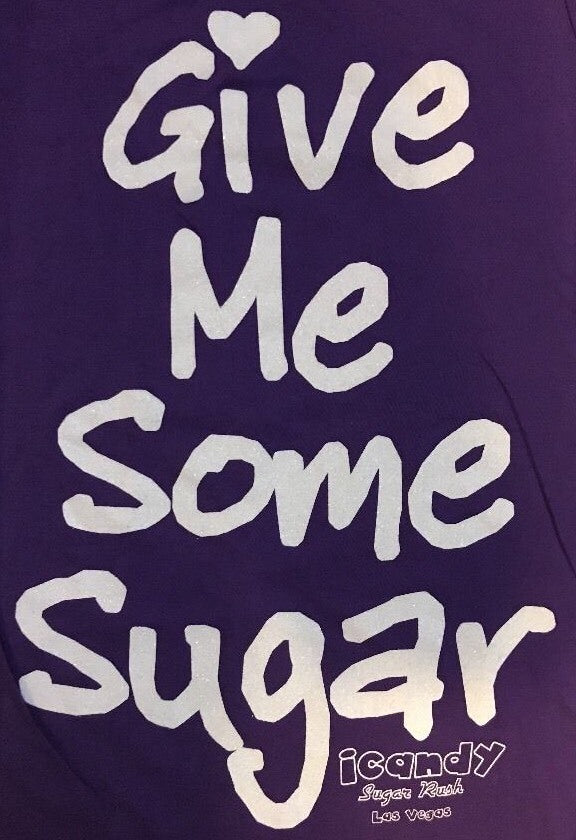 Next Level Apparel GIVE ME SOME SUGAR Women's Purple T-Shirt Top Short Sleeve SM