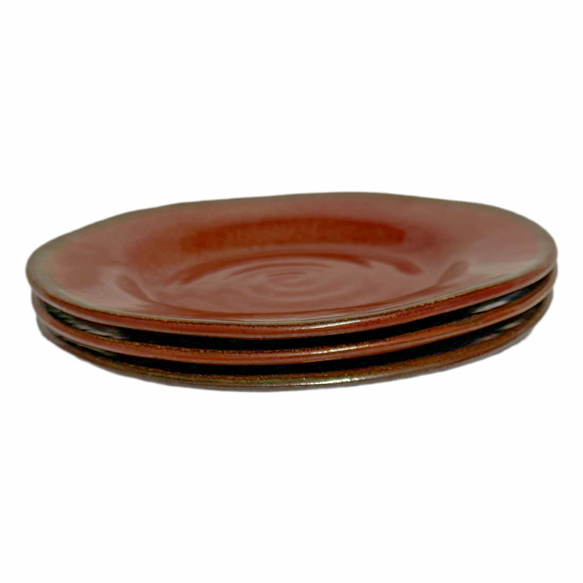 Set of 3 Gourmet Expressions Stoneage Cinnamon Salad Plates 8.1/8” Rustic Brown