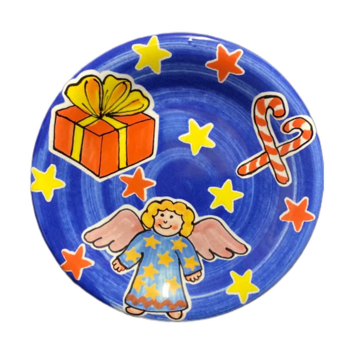 LA GIOCONDA 3-Salad  Plates Christmas Gift Candy Cane Angel Stars Dessert Dish