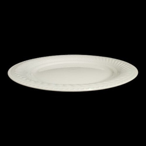 Gibson Designs IMPERIAL BRAID Chop Plate 12 1/8" D White Rope Dots Embossed