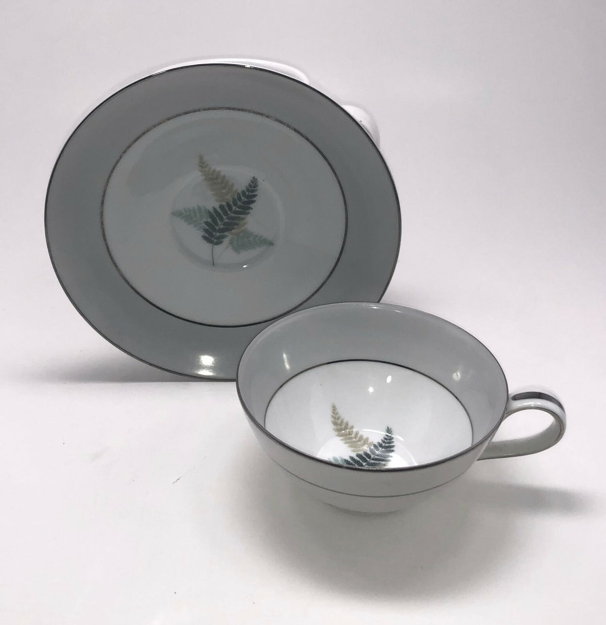 Vintage China Noritake "FERNWOOD" Japan Dinnerware Collection 5444 Platinum Band