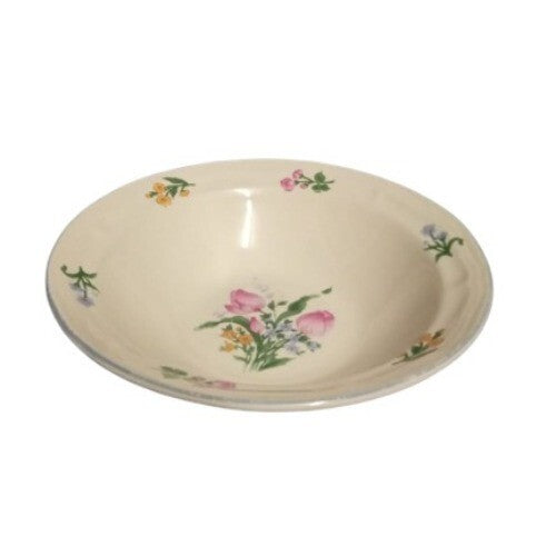 Gibson Designs LAFAYETTE 4-Soup/Cereal Bowls 7" Tulip Floral Embossed Blue Trim
