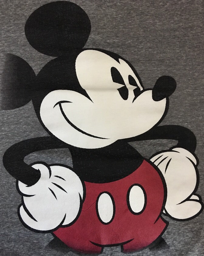 Disney Mickey Mouse Gray V-Neck T-Shirt Women’s Small Graphic Tee Classic S