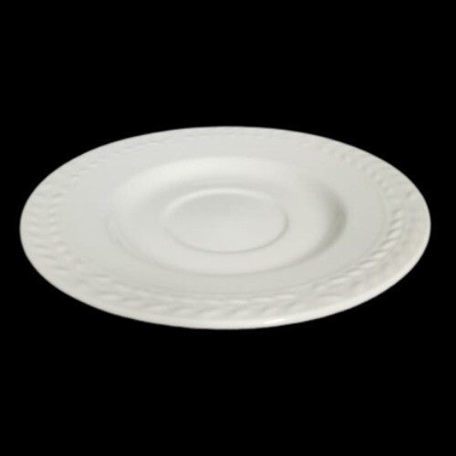 Gibson Designs Nobilis Set Of 2 Saucers White Embossed Laurel Ceramic 6 3/8”D