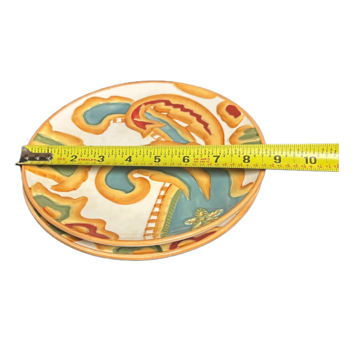 Fitz And Floyd 2-Salad Plates CARISSA PAISLEY Embossed Luncheon Dessert Dish