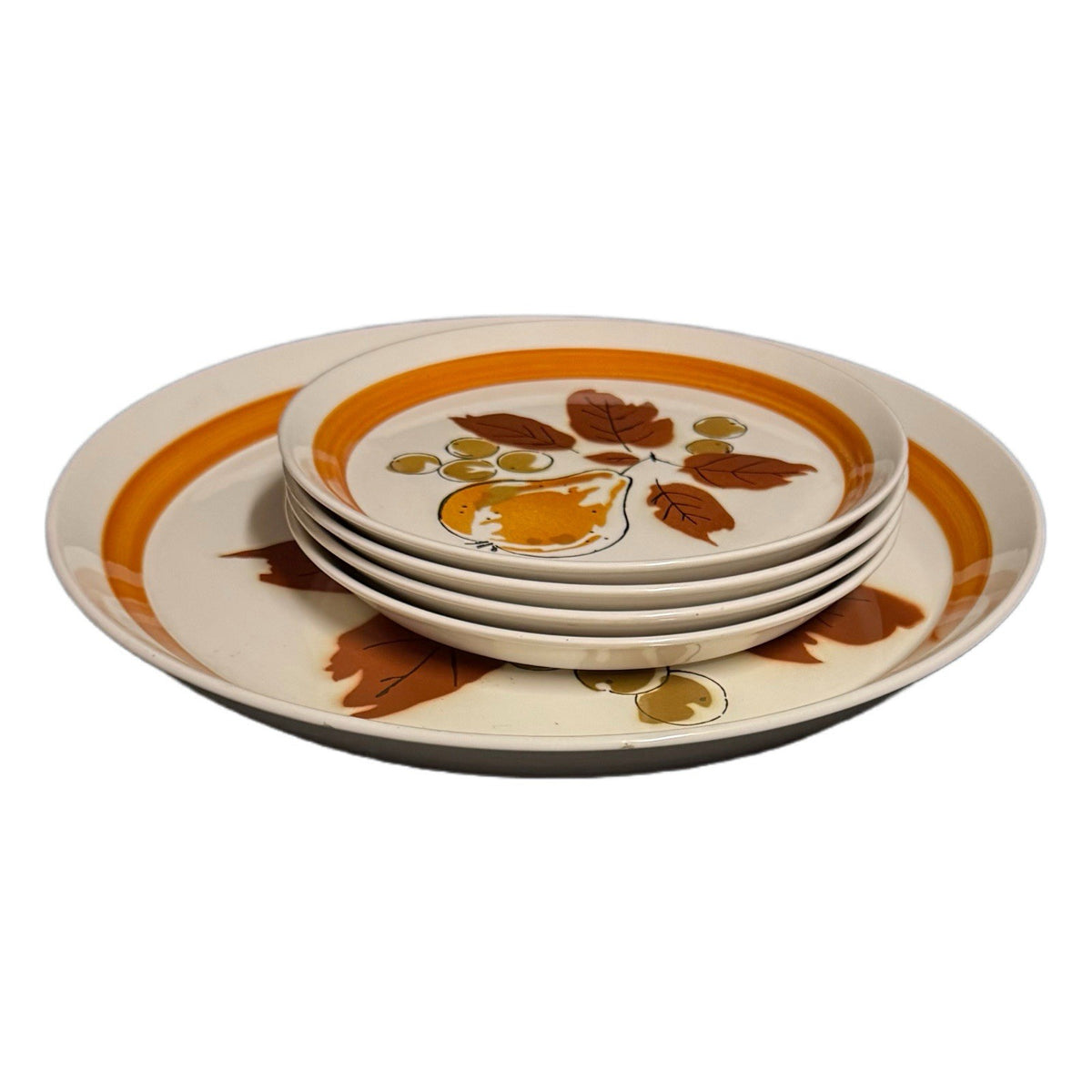Mikasa Duplex Harvest Ben Seibel Set 12.75” Chop Plate & 4 Salad Plates 8”Japan