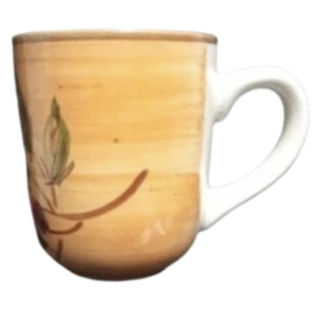 Gibson Roman Olive 4 Mugs Set Hand-Painted Yellow Olive Branch 8 oz Coffee Tea