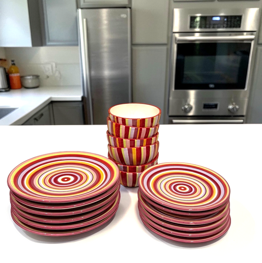 Home Target Rainbow 6 Dinner Plates 6 Salad Plates 6 Soup/Cereal Bowls-18 Piece