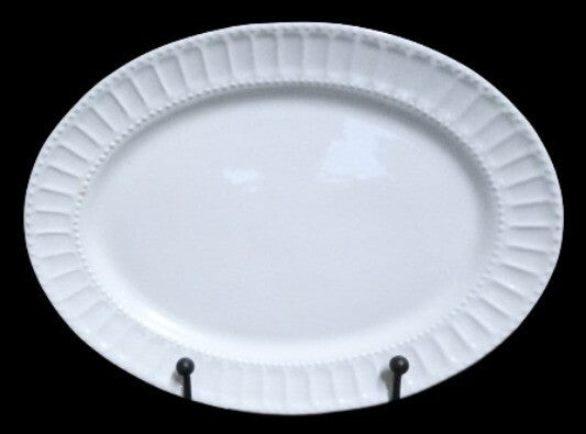 Gibson REGALIA Oval Serving Platter 14 ¾” D White Embossed Dots Ceramic Dish