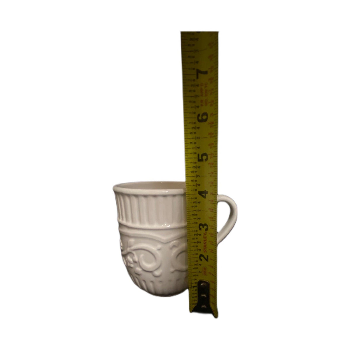 Mikasa AMERICAN COUNTRYSIDE 3- Mugs Earthenware White Tea Cups Embossed Design