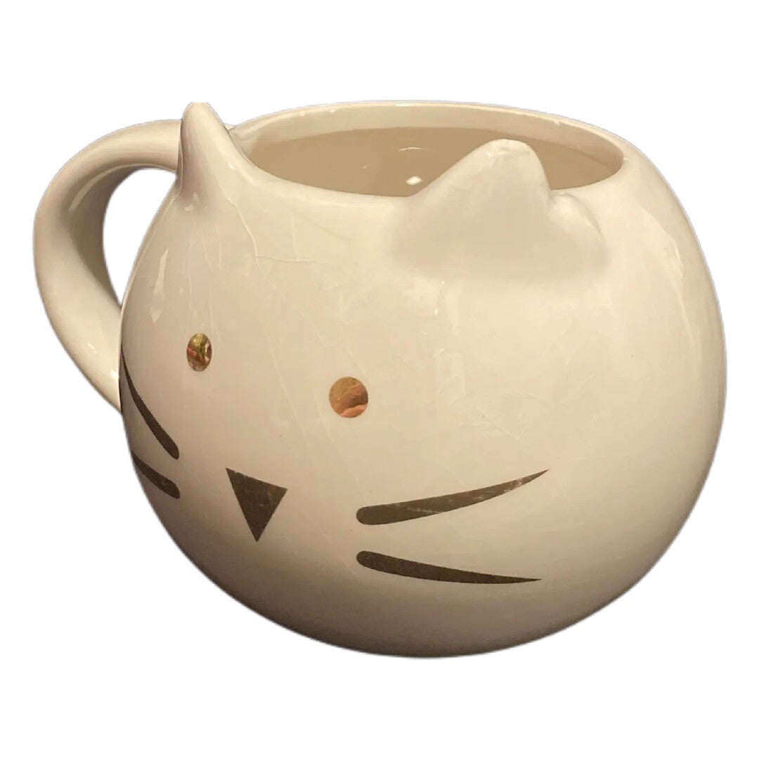 10 STRAWBERRY STREET Coffee Mug Whimsical Cupboard White & Gold FAT CAT Tea Cup