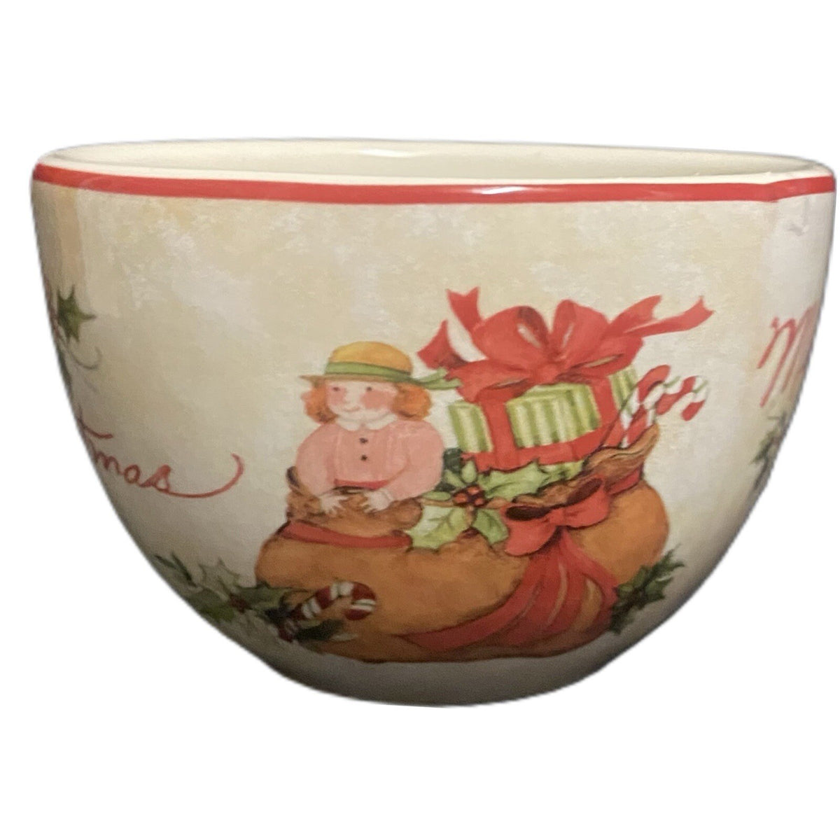 SUSAN WINGET 4-TidBit Bowls Merry Christmas Certified International Fruit Cups