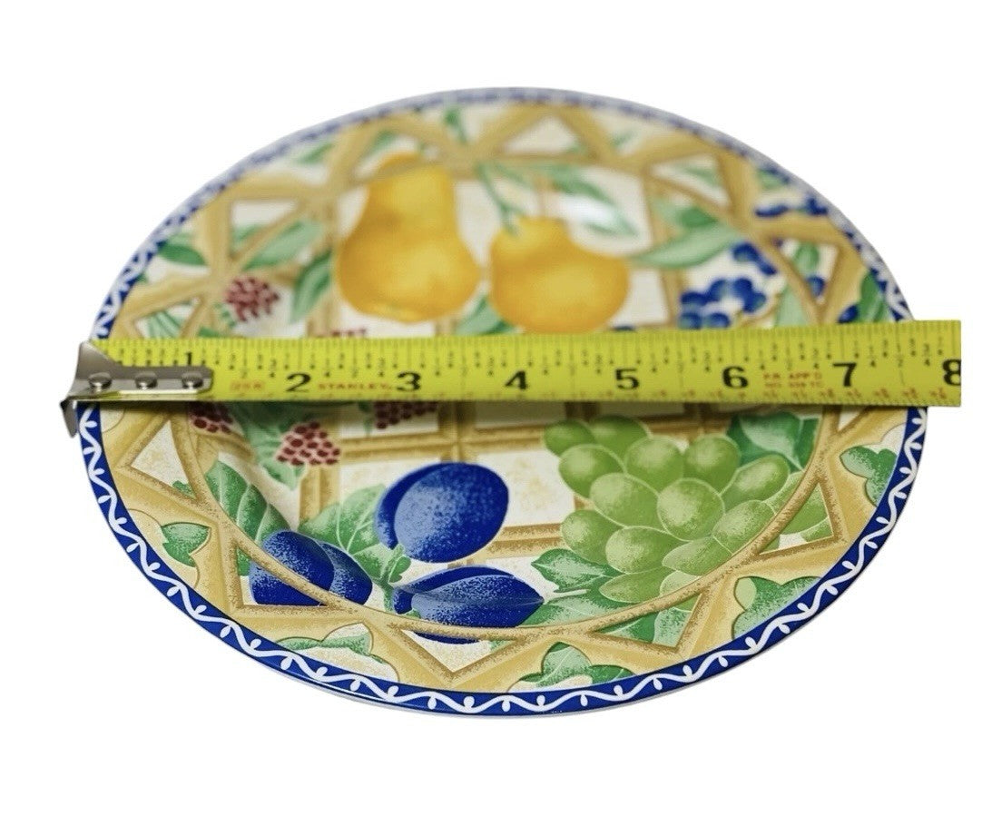 Set of 7 Sango Delight 4869 Salad Dessert Plates Fruit Pattern 7.75” D Stoneware