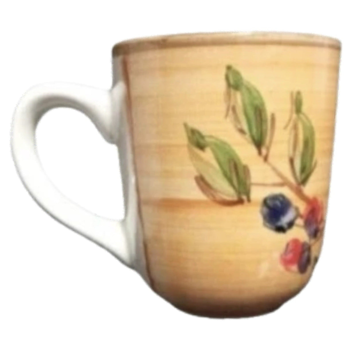 Gibson Roman Olive 4 Mugs Set Hand-Painted Yellow Olive Branch 8 oz Coffee Tea