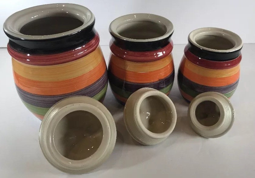 Philippe Richard Rondo Hand Painted Multicolor Canister Set of 3 or Shakers Set