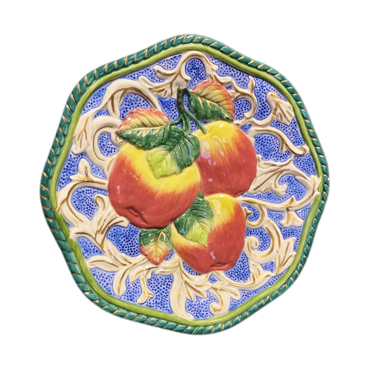 Fitz & Floyd Florentine Apple 3D Relief Canape Accent Plate Italy Style