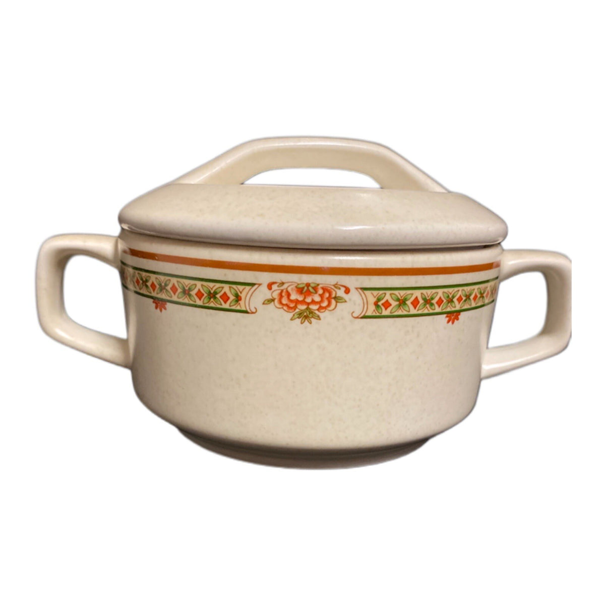 LENOX CORAL BLOSSOMS Temper Ware Stoneware Floral Sugar Bowl and Lid