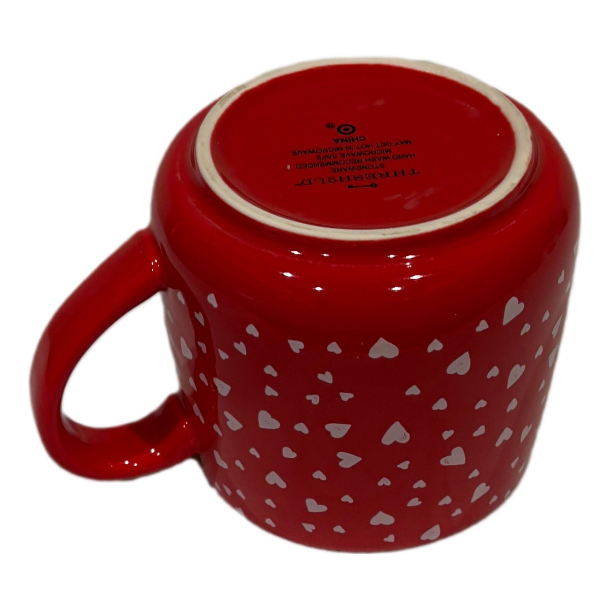 THRESHOLD Red Mug White Hearts Valentines Day Stoneware Tea Coffee Cup Target