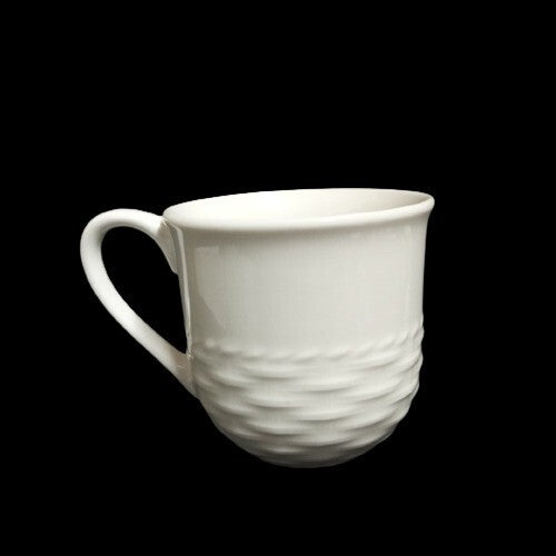 Gibson Designs SARASOTA 4-Flat Cups & 4 Saucers 7 Oz White Embossed Basketweave