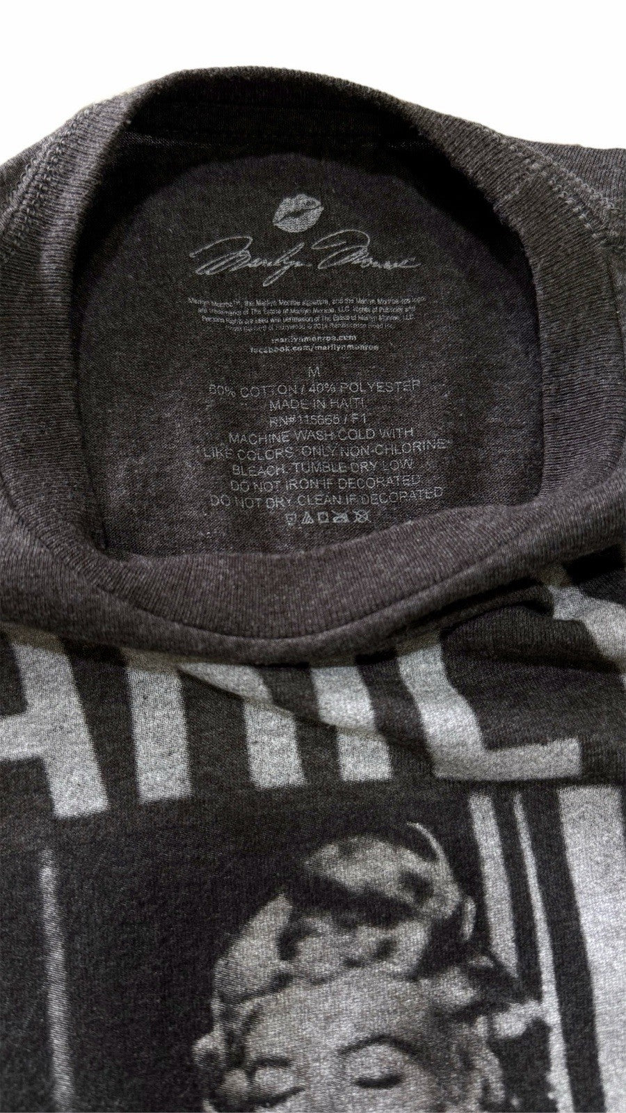 Marilyn Monroe Men’s Md. Graphic Grey T-shirt Short Sleeves Crew Neck