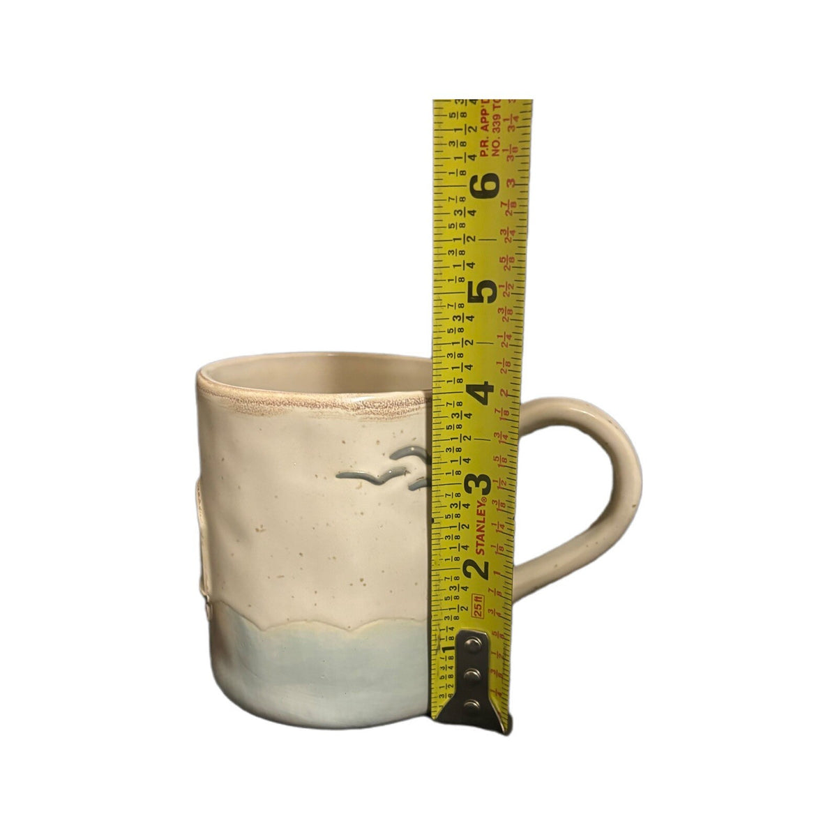 Mud Pie 3D Mug Ocean View Homes Seagulls Birds Beach Coffee Tea Stoneware Cup