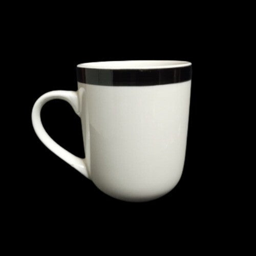 Gibson Designs BASIC LIVING III BLACK 4-Mug 8 Oz Black Band Coffee Tea Ceramic