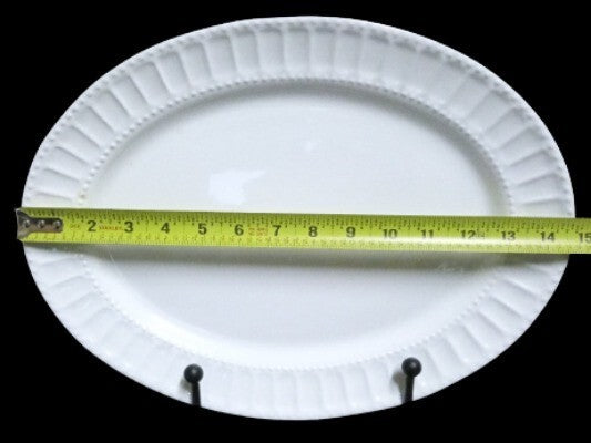 Gibson REGALIA Oval Serving Platter 14 ¾” D White Embossed Dots Ceramic Dish