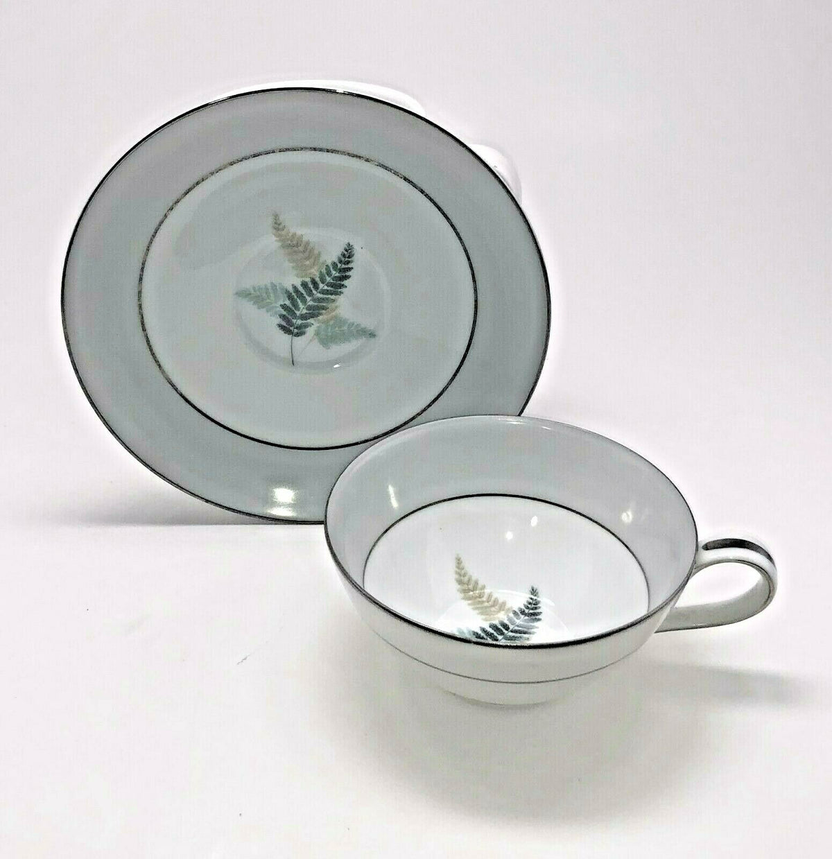 Vintage China Noritake "FERNWOOD" Japan Dinnerware Collection 5444 Platinum Band