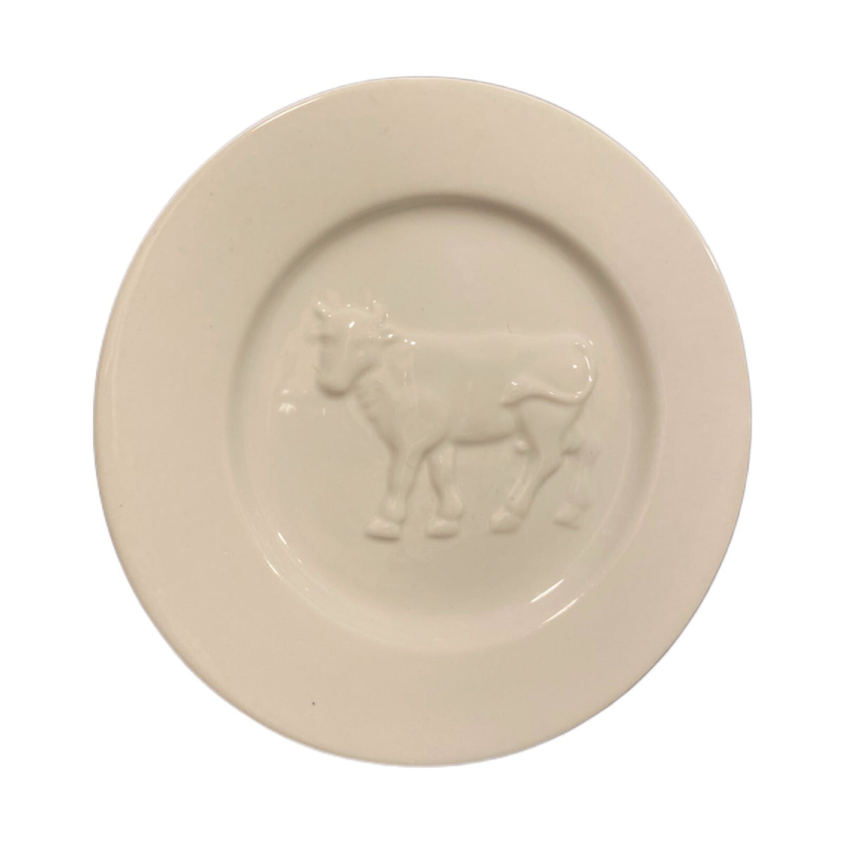 BonJour Salad Plates Farm Animal 1-Cow 1-Sheep Embossed La Fromagerie Cheese 7"D