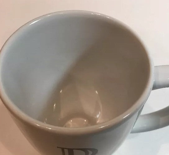 HAUSENWARE Pedestal Mug Initial B Ceramic Tea Coffee Cup Off White Monogram