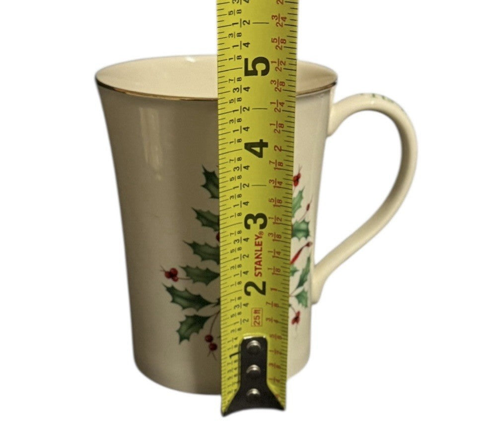 Lenox Holiday Warmest Wishes Poinsettia Christmas Mug Ivory