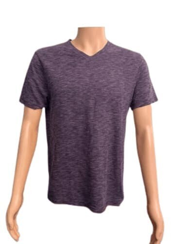 T-Shirt Hawk Purple Black Men Top Purple Black Crew Neck LG. Top