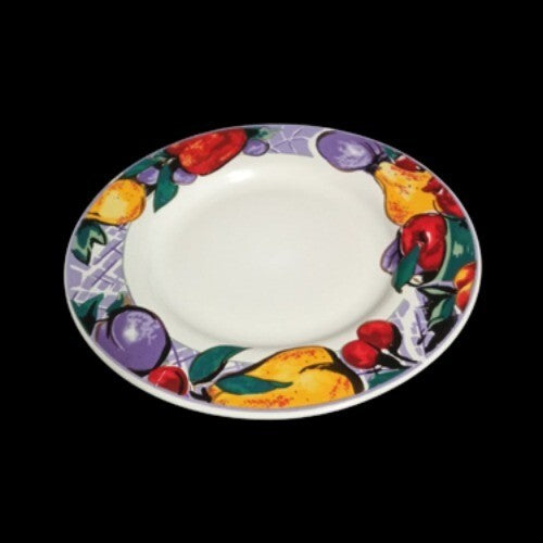 Gibson Designs CORNUCOPIA FRUIT 4-Bread & Butter Plates 6 3/8” D Fruit Border